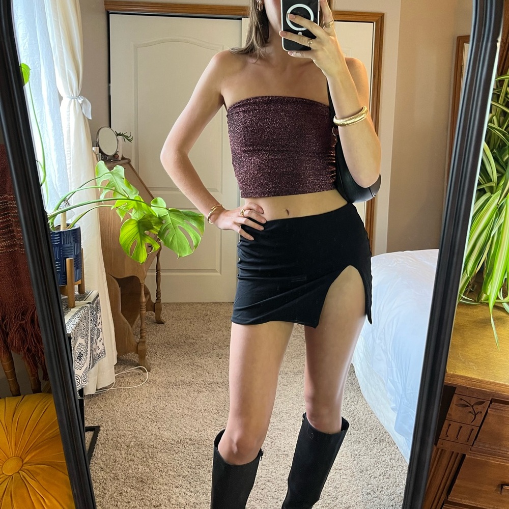 Wild Fable sparkly maroon/pink tube top